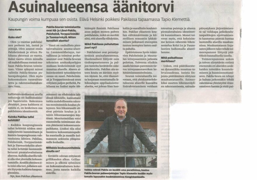 Pro Tuomarinkylä, Tapio_Klemetti_4.2016